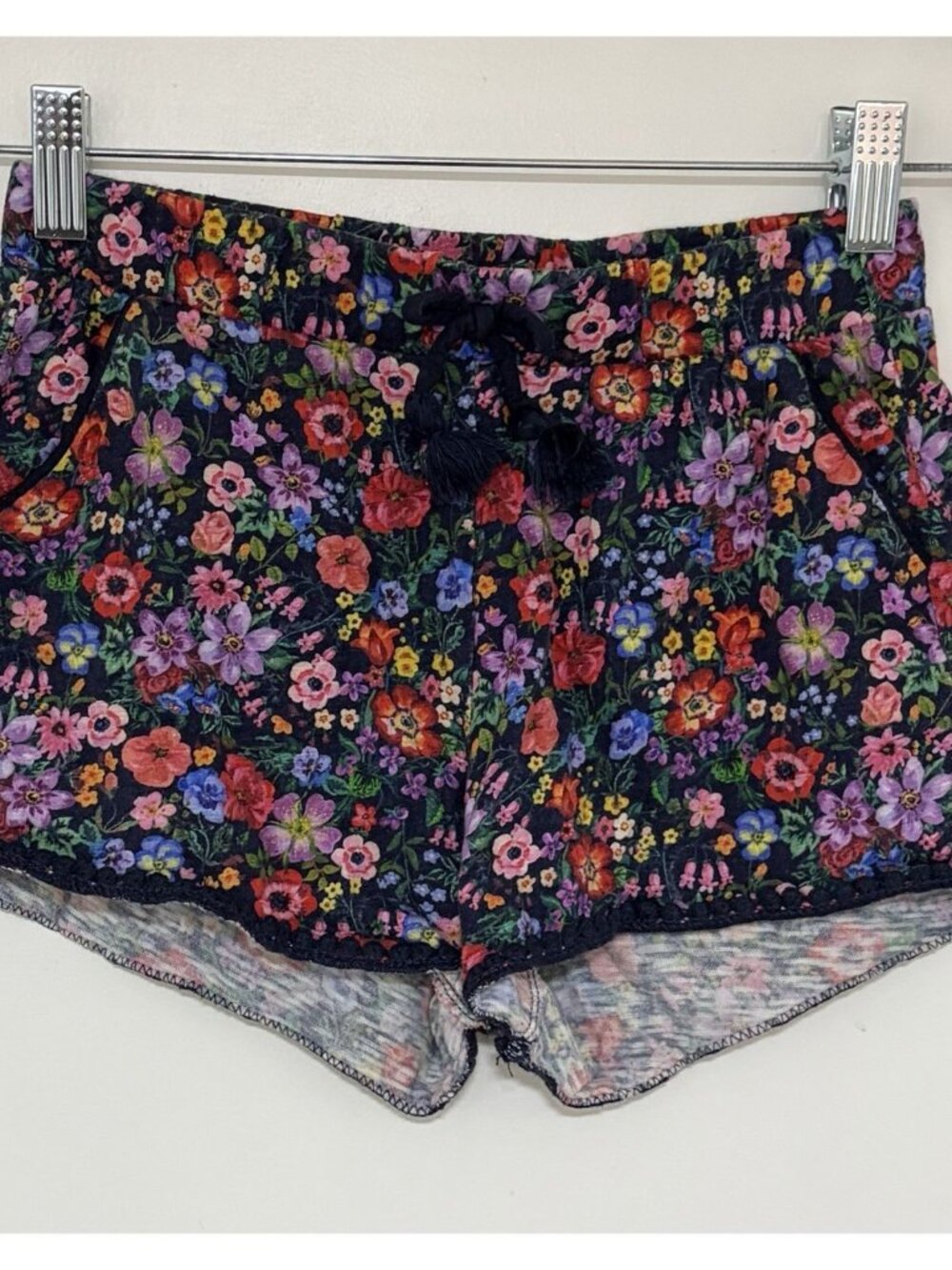 Nathalie Lete H&M Girls Shorts Floral Cotton Casual Pom Poms Collab Sz 8-10